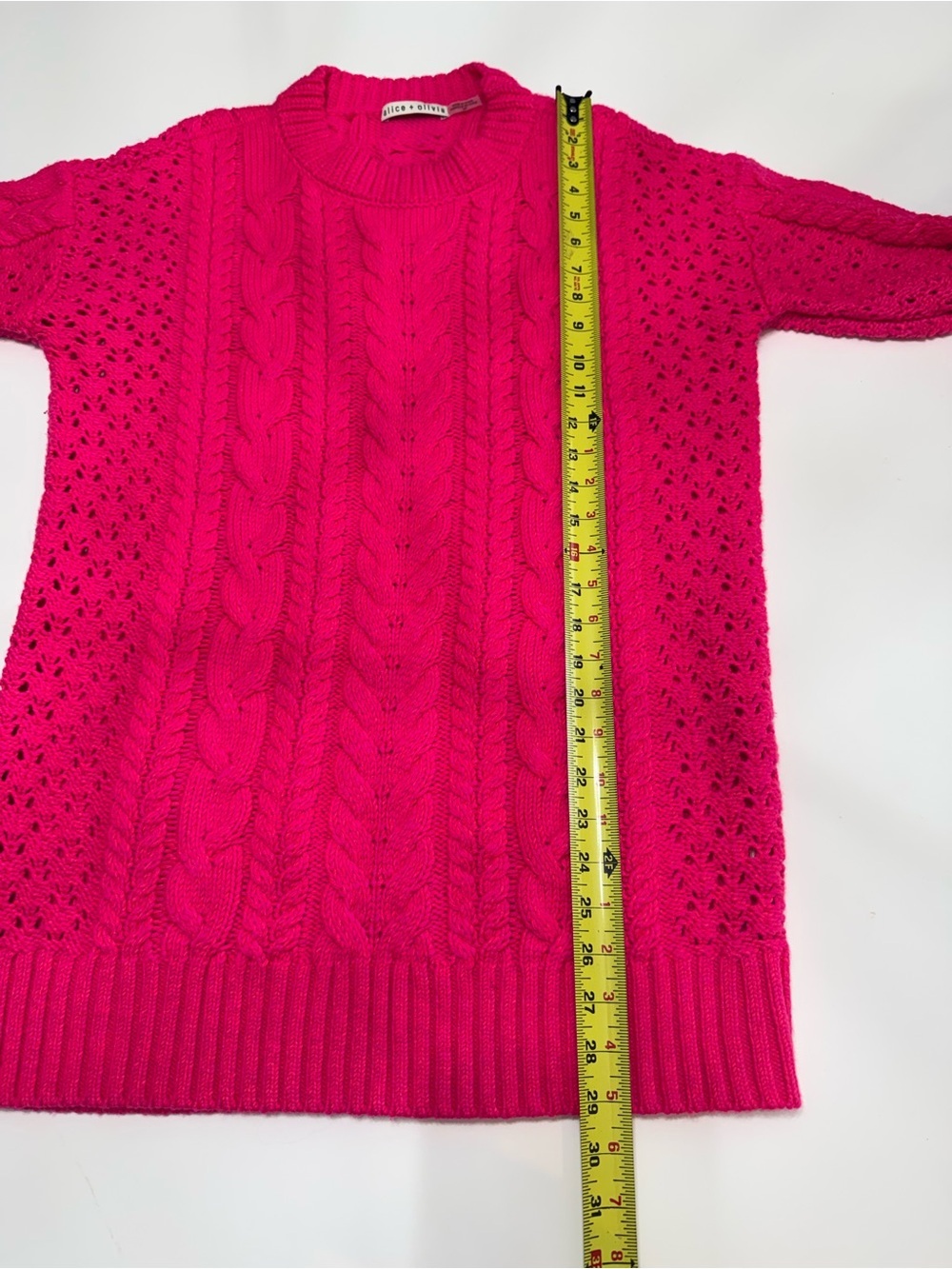 Alice + Olivia Pink Cable Knit Scoop Sweater - Picture 5 of 7
